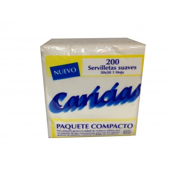 Servilletas Caricias 30x30  Paquete Compacto 200 Unidades 